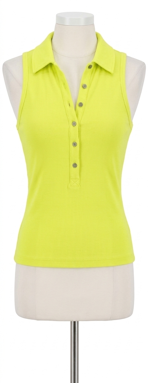 NEW MICHAEL STARS norah sleeveless polo top in peridot